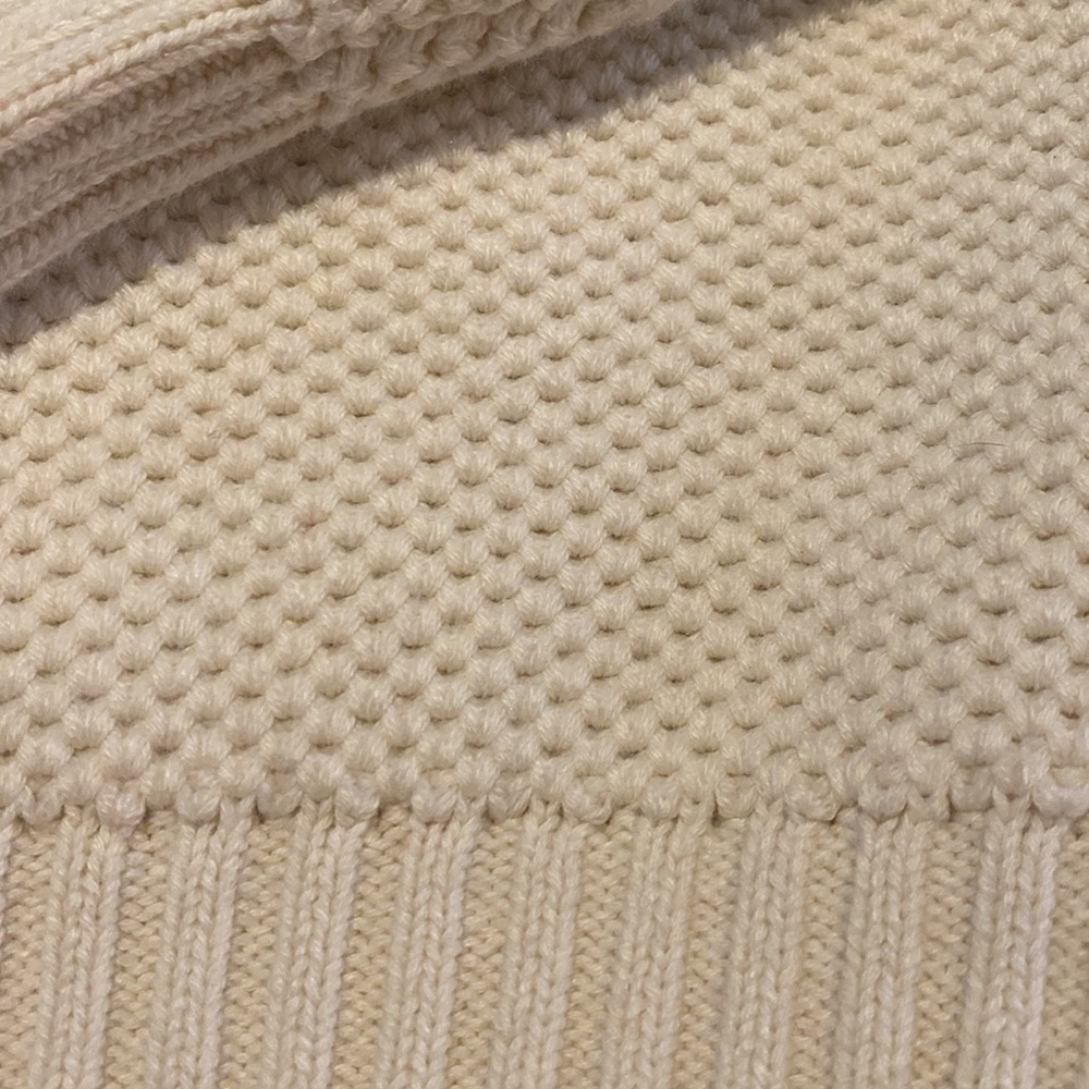 Izod Waffle Weave Fair Isle Nordic 1/4 Zip Sweater Pullover Cream Red Navy LARGE - Picture 8 of 11